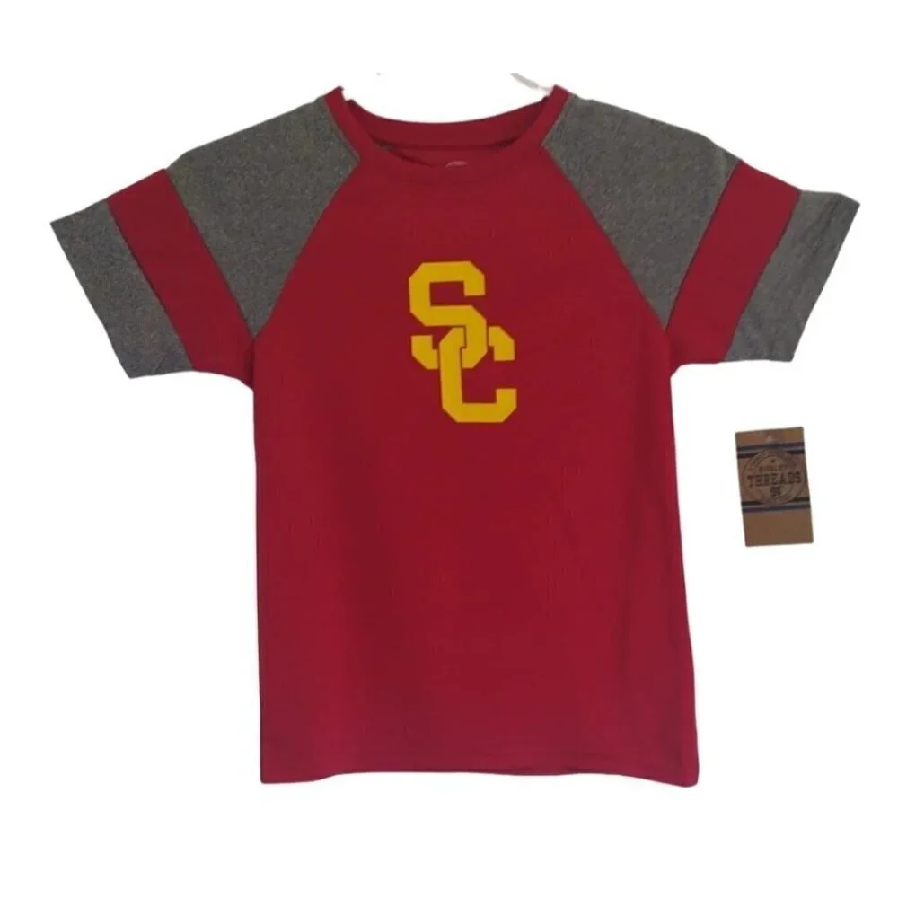 Rivalry Threads Kids S/C Graphic T-Shirt Red & Gray S/6-7 Cotton. NWT